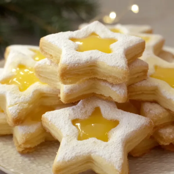 Vanilkové linecké hvězdičky s citronovým curdem